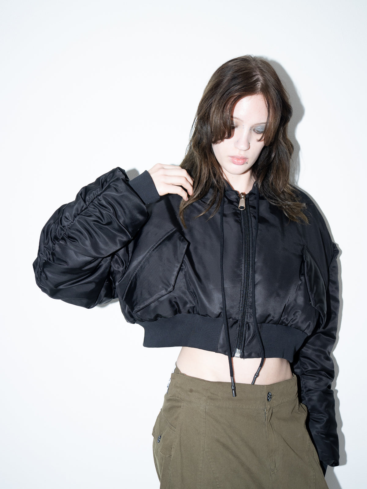 Cropped Reversible Bomber Jacket