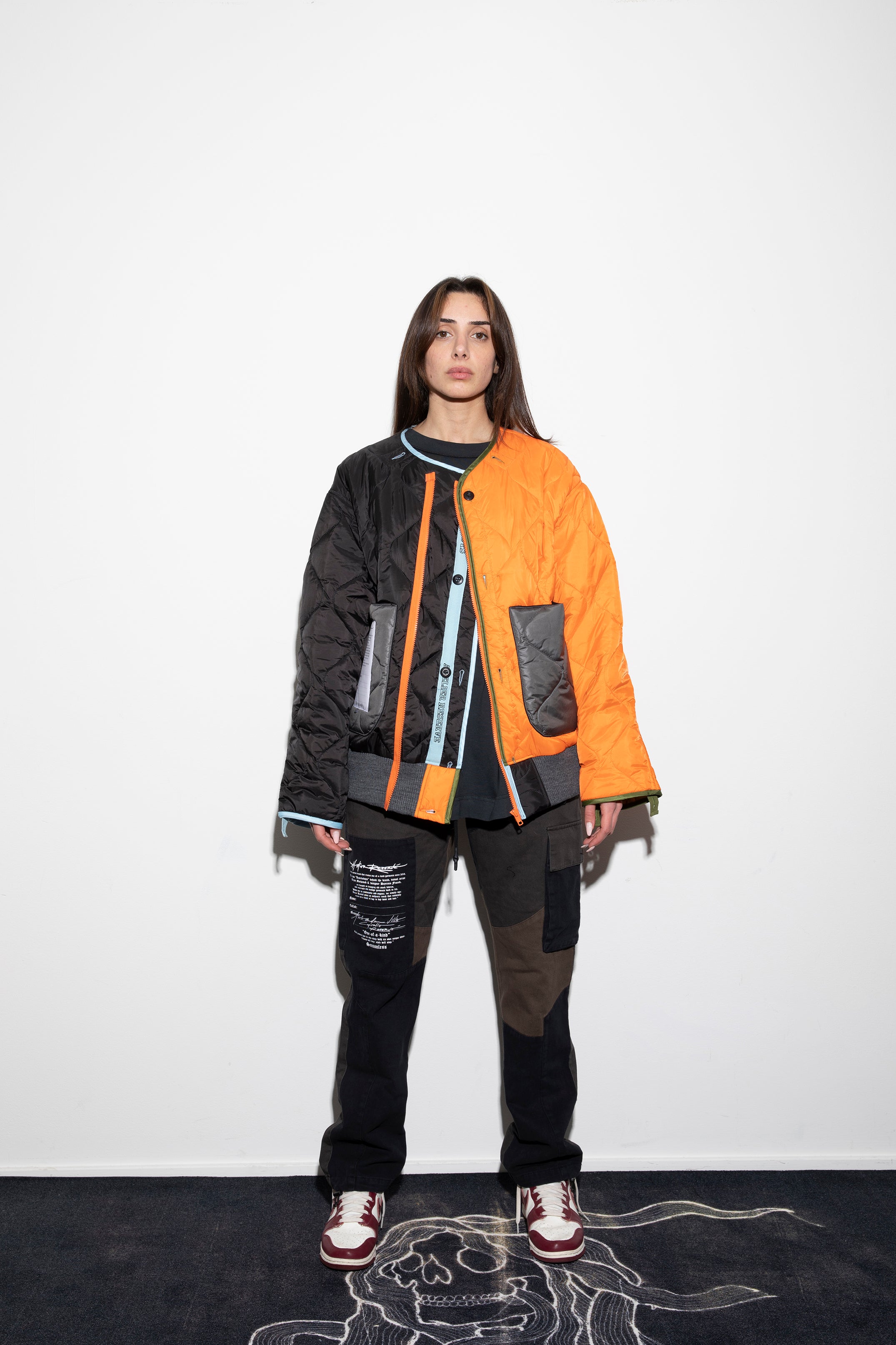 Re-Cut Bomber Liner Orange Black