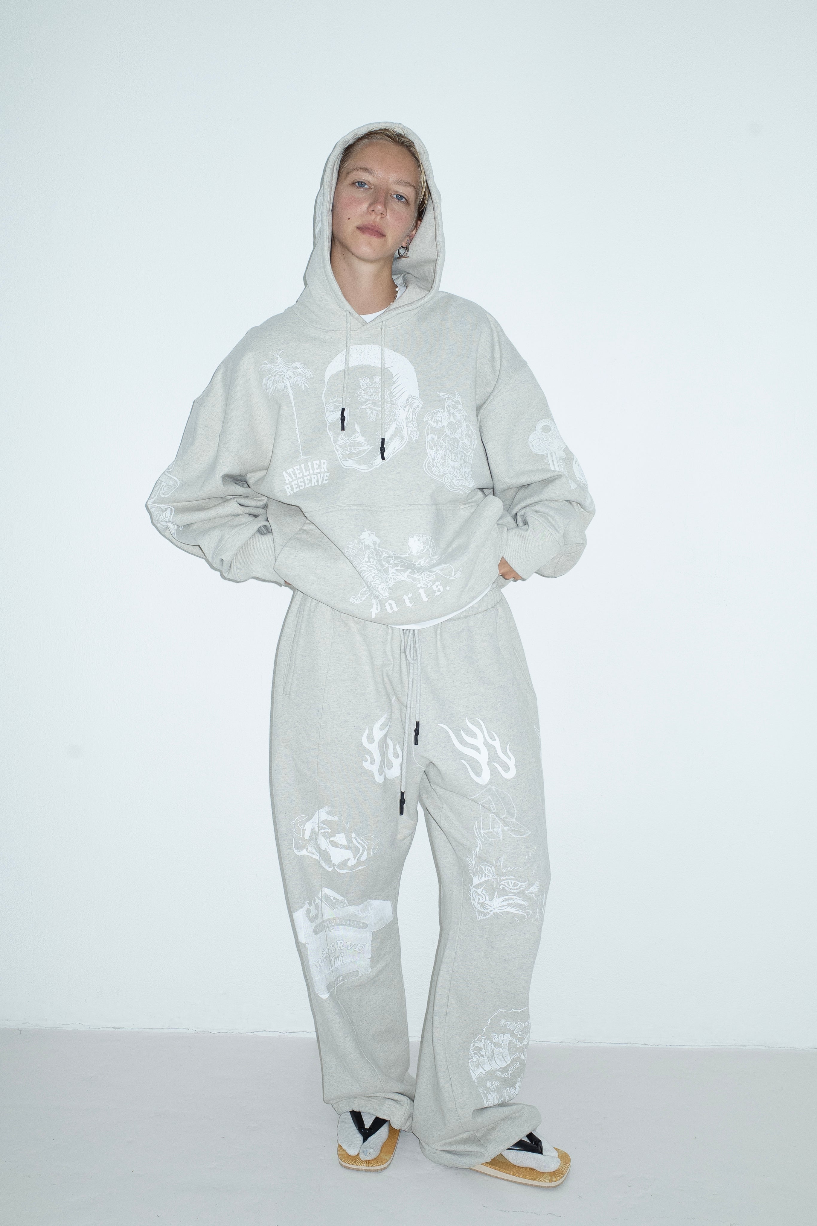 HOODIE TATTOO FLASH SHEET GREY MÉLANGE