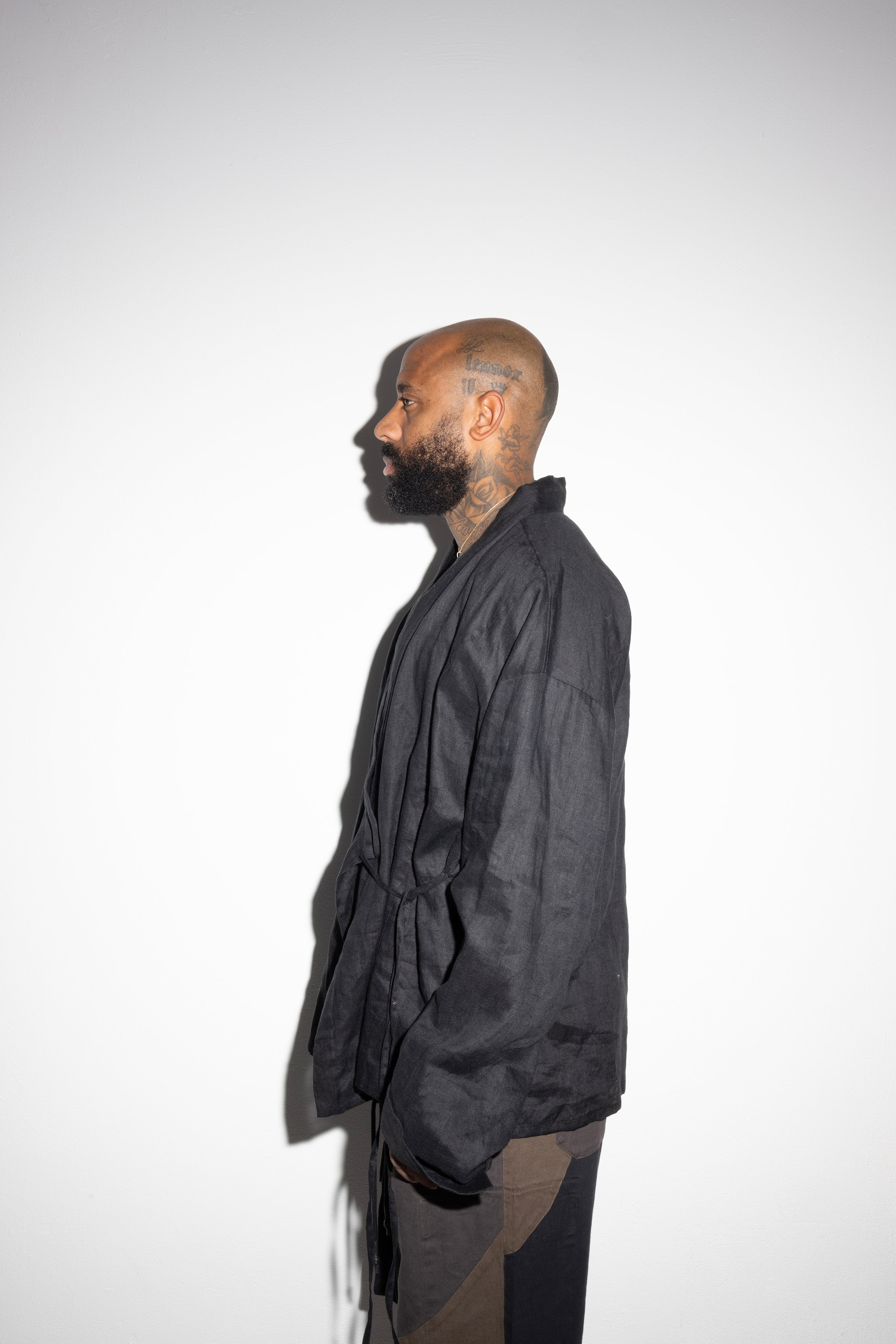 Short Linen Kimono – Black