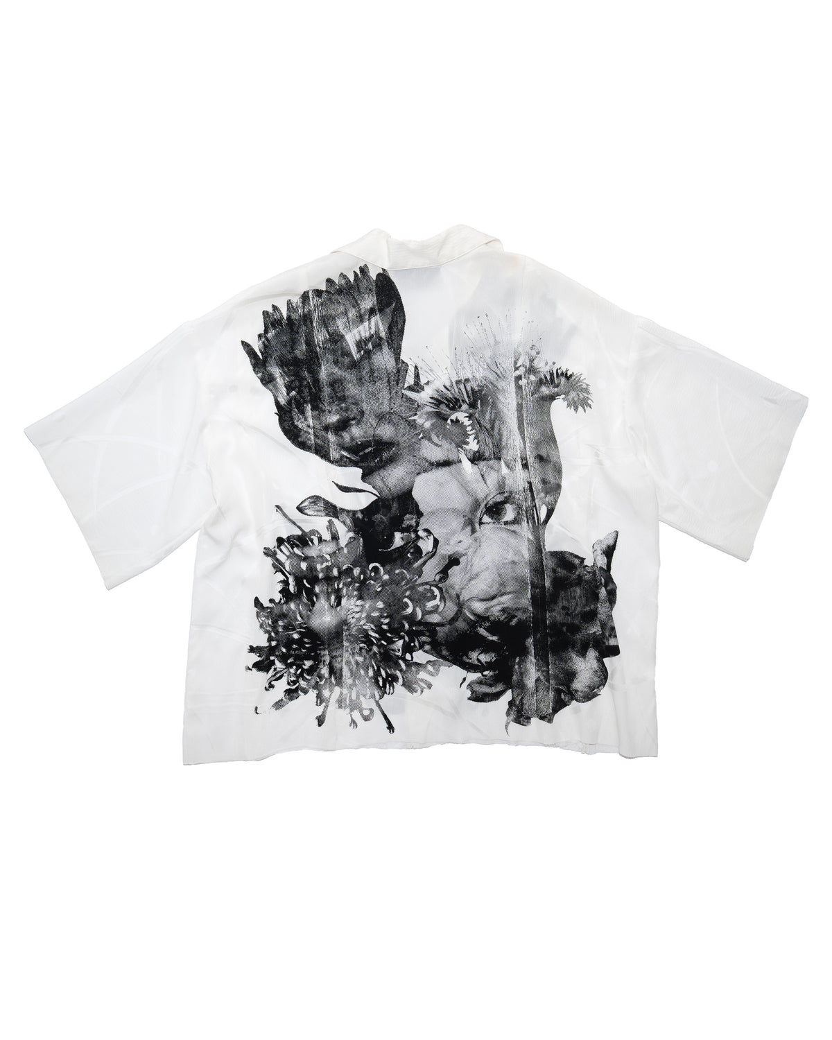 Silk Shirt White Flower Face