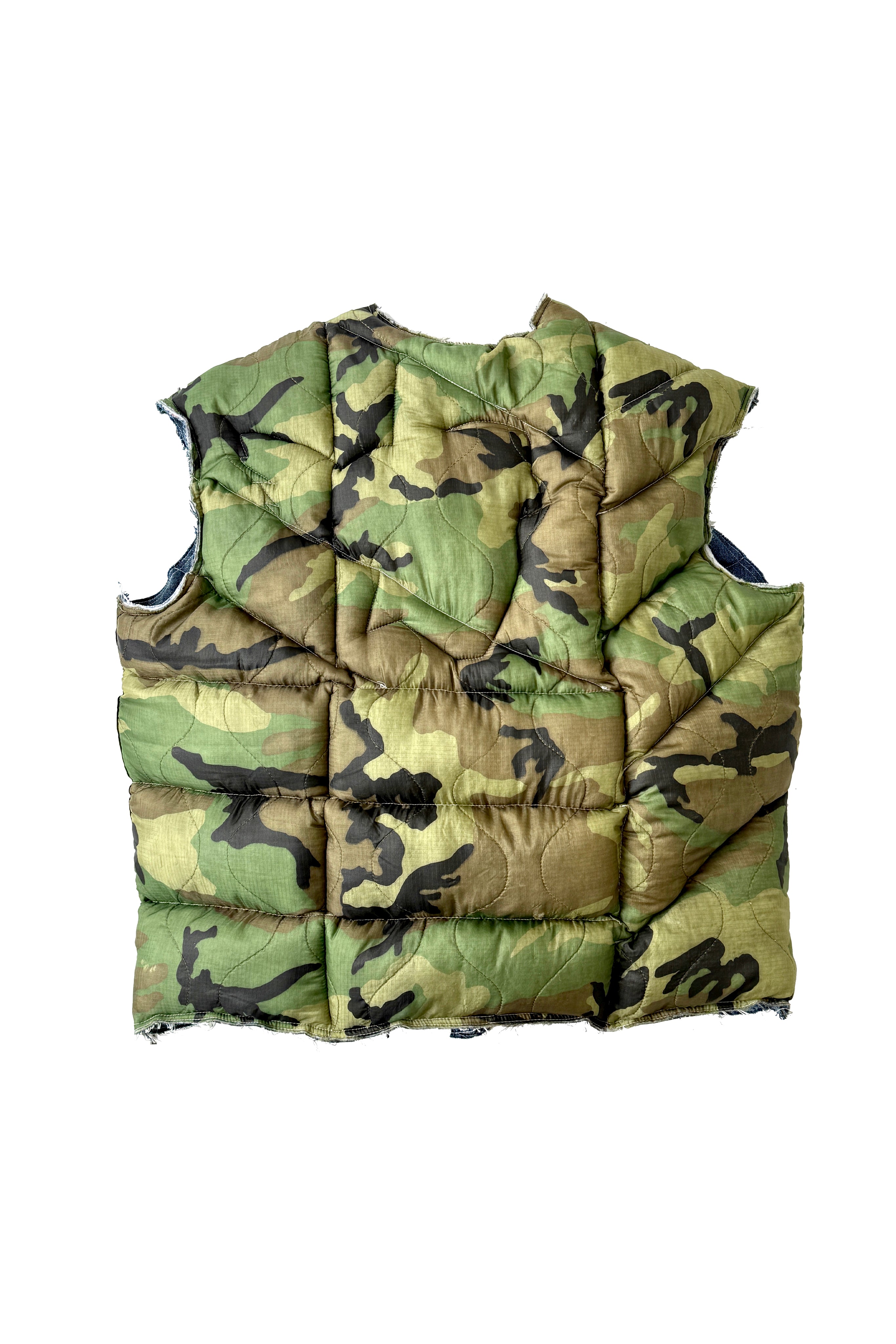 Reversible Scrap Bodywarmer – Denim / Camo