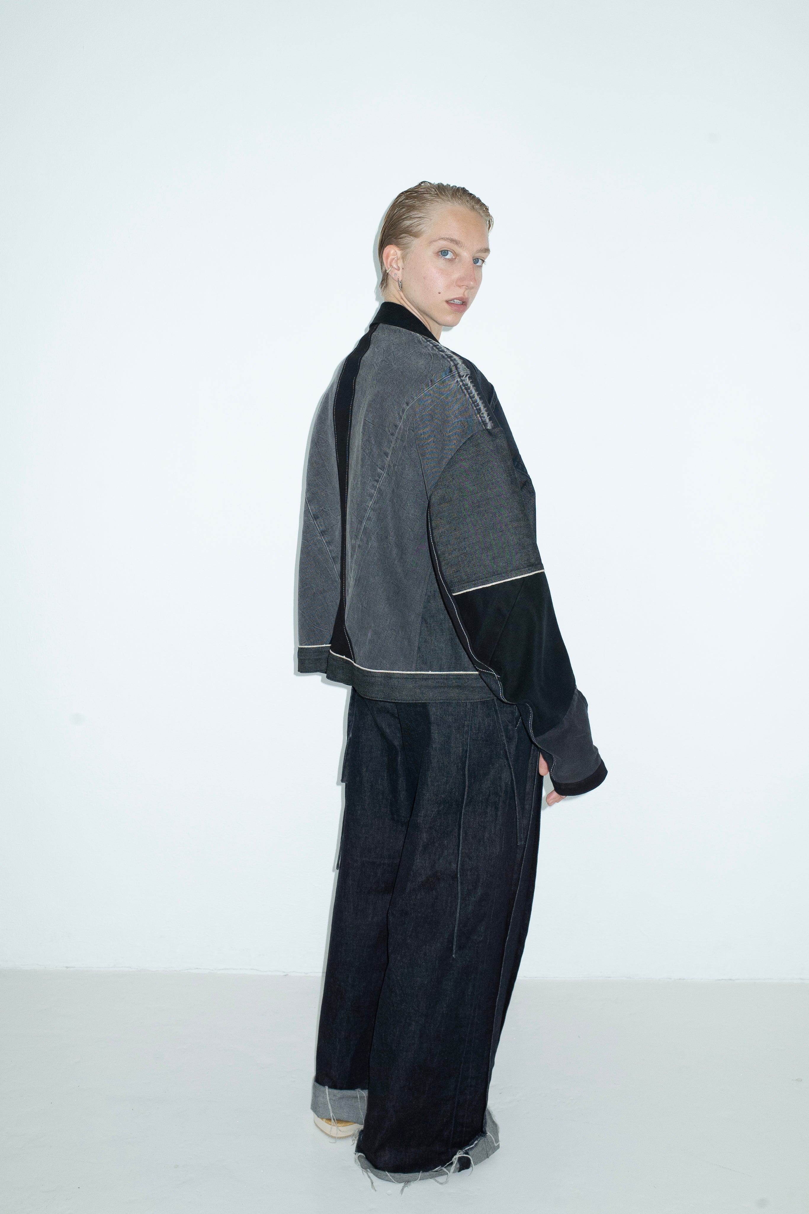 DENIM BIKER JACKET BLACK VINTAGE JEANS