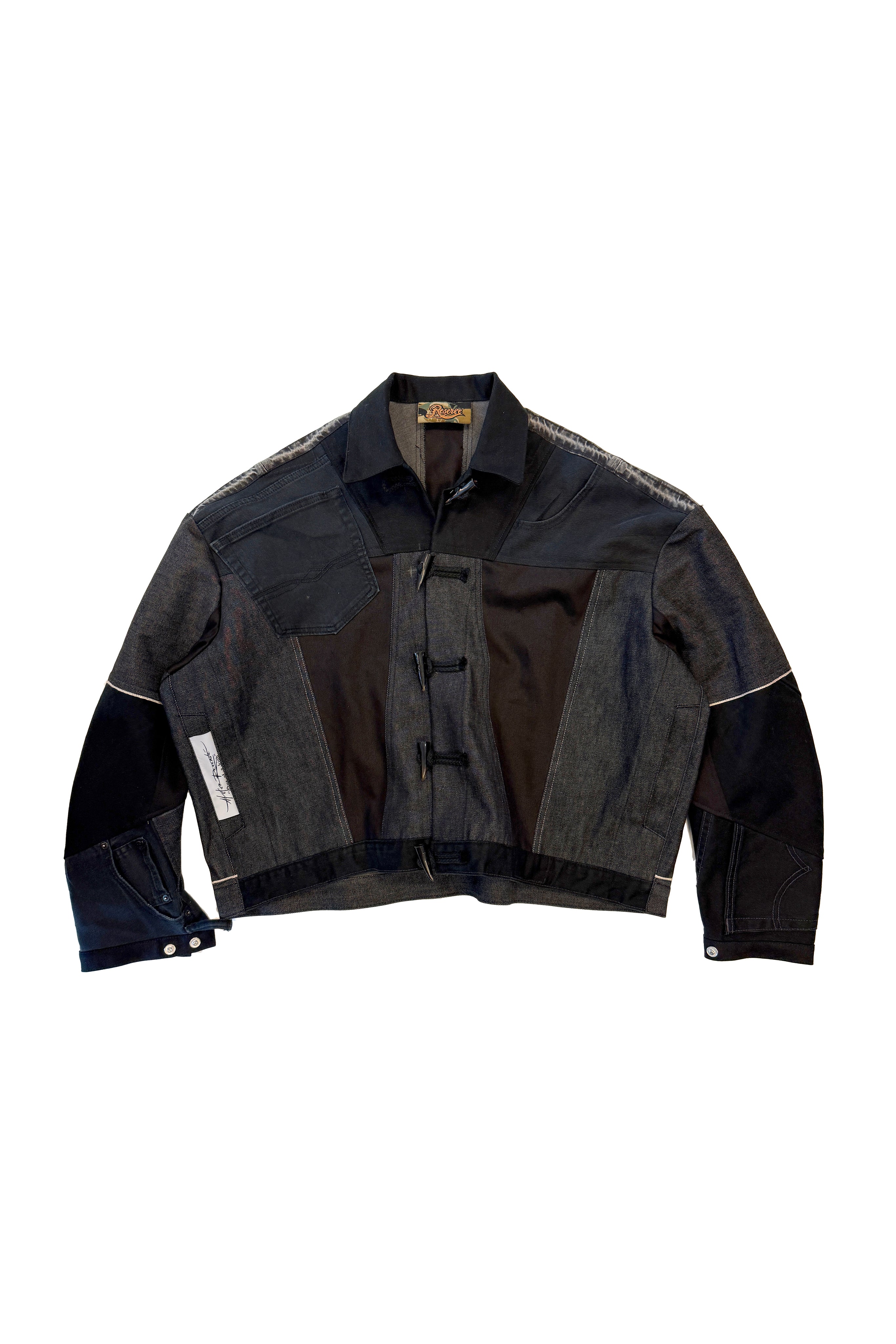 DENIM BIKER JACKET BLACK VINTAGE JEANS