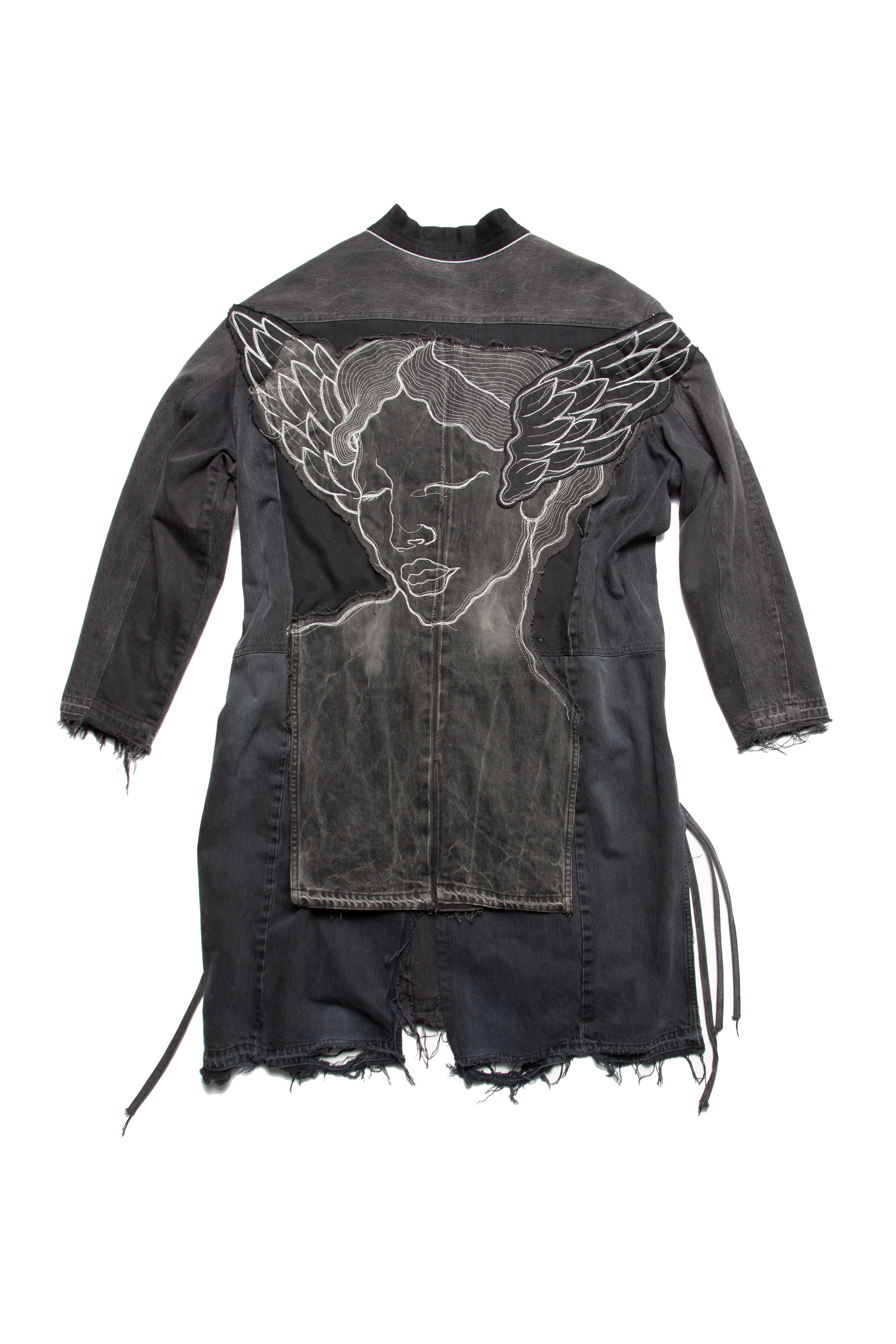 Handcrafted Denim Kimono – Angel Back Embroidery