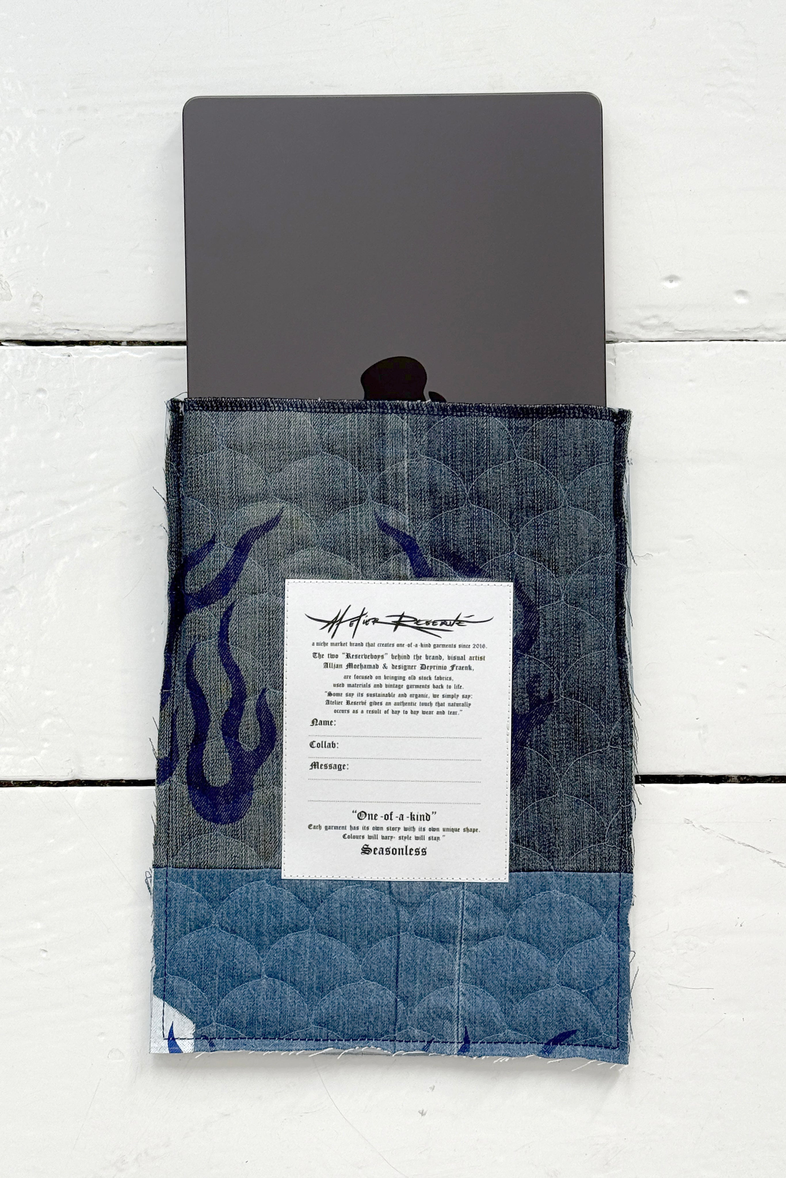 Vintage Patchwork Laptop Sleeve "Roman Face"