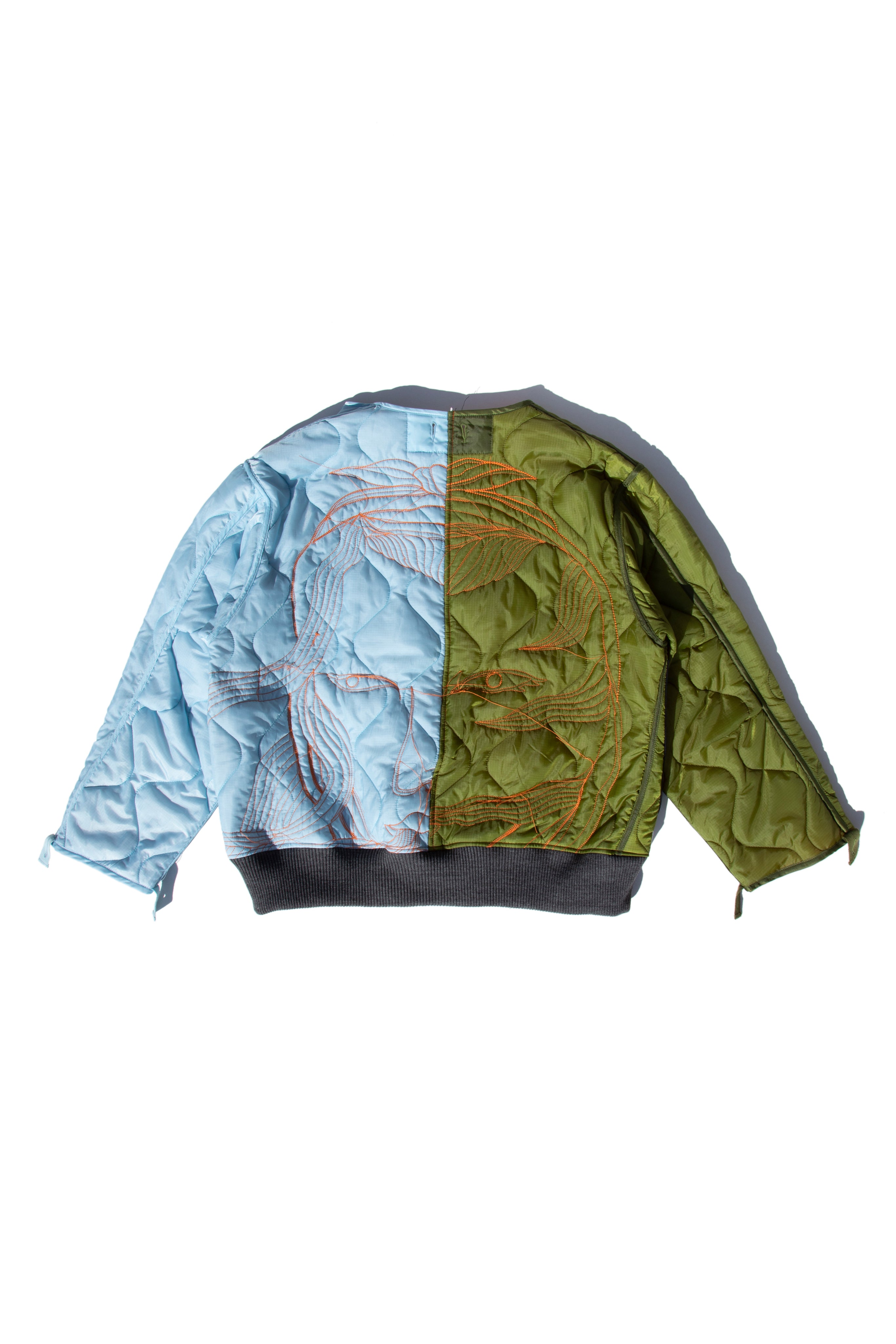 Re-Cut Bomber Liner Green Blue