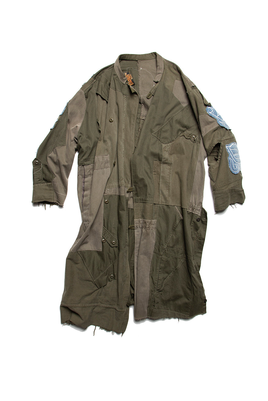 Long Boiler vs Trench Crew Logo Army Green. "ONE-OF-A-KIND"