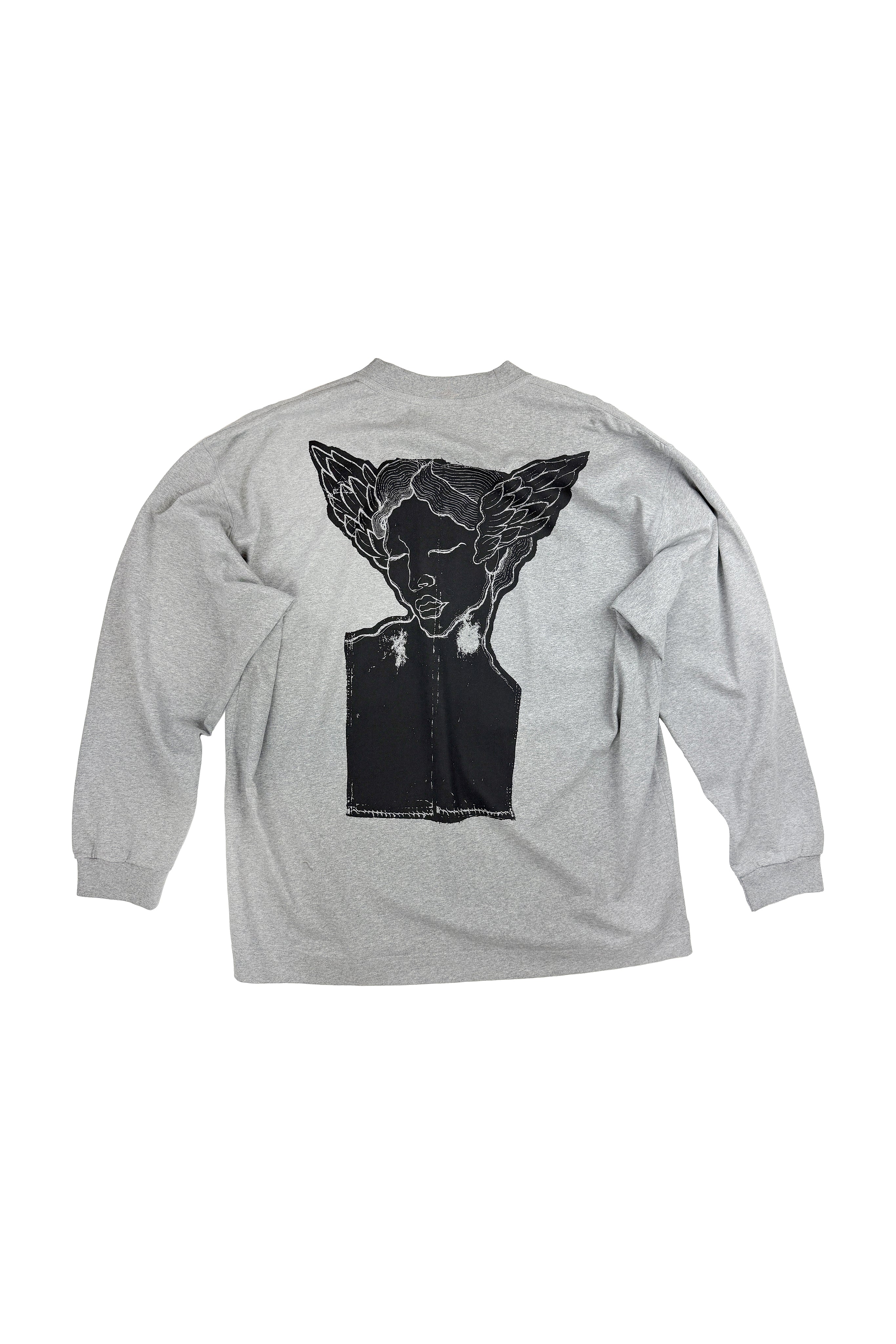 Box Long sleeve T-shirt Roman face Gray