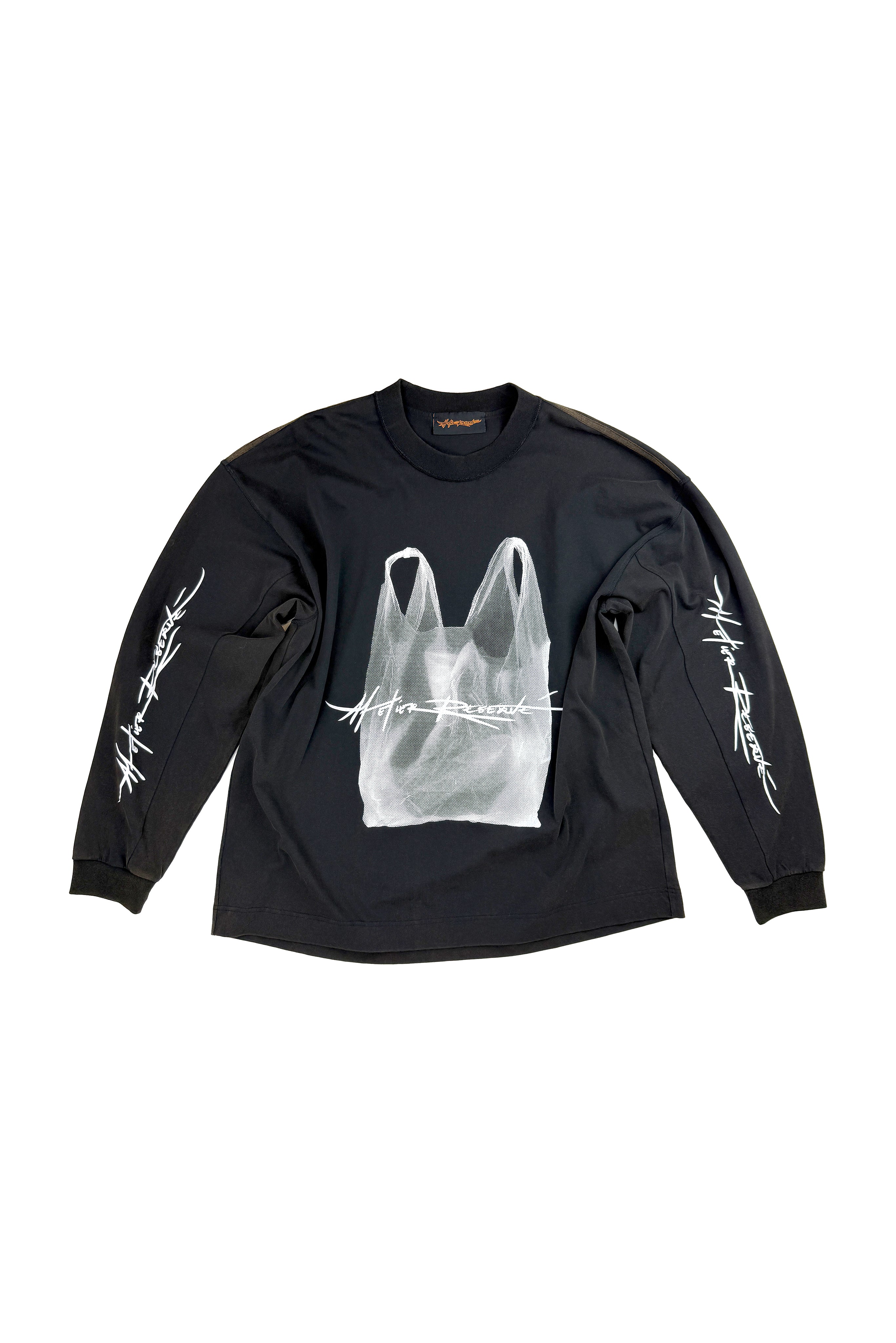 Box Long sleeve T-shirt Plastic bag Sun faded black