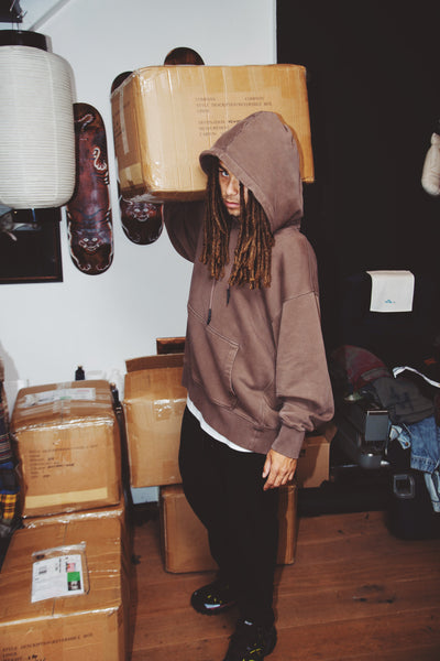 Box Hoodie Bandana Back Washed Brown