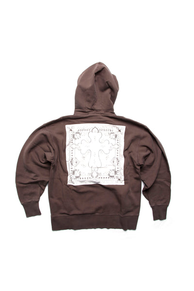 Box Hoodie Bandana Back Washed Brown