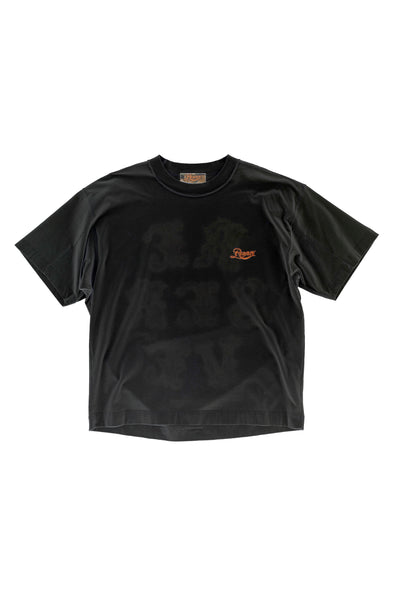 BOX TEE Washed Black crew logo