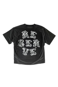 BOX TEE Washed Black crew logo