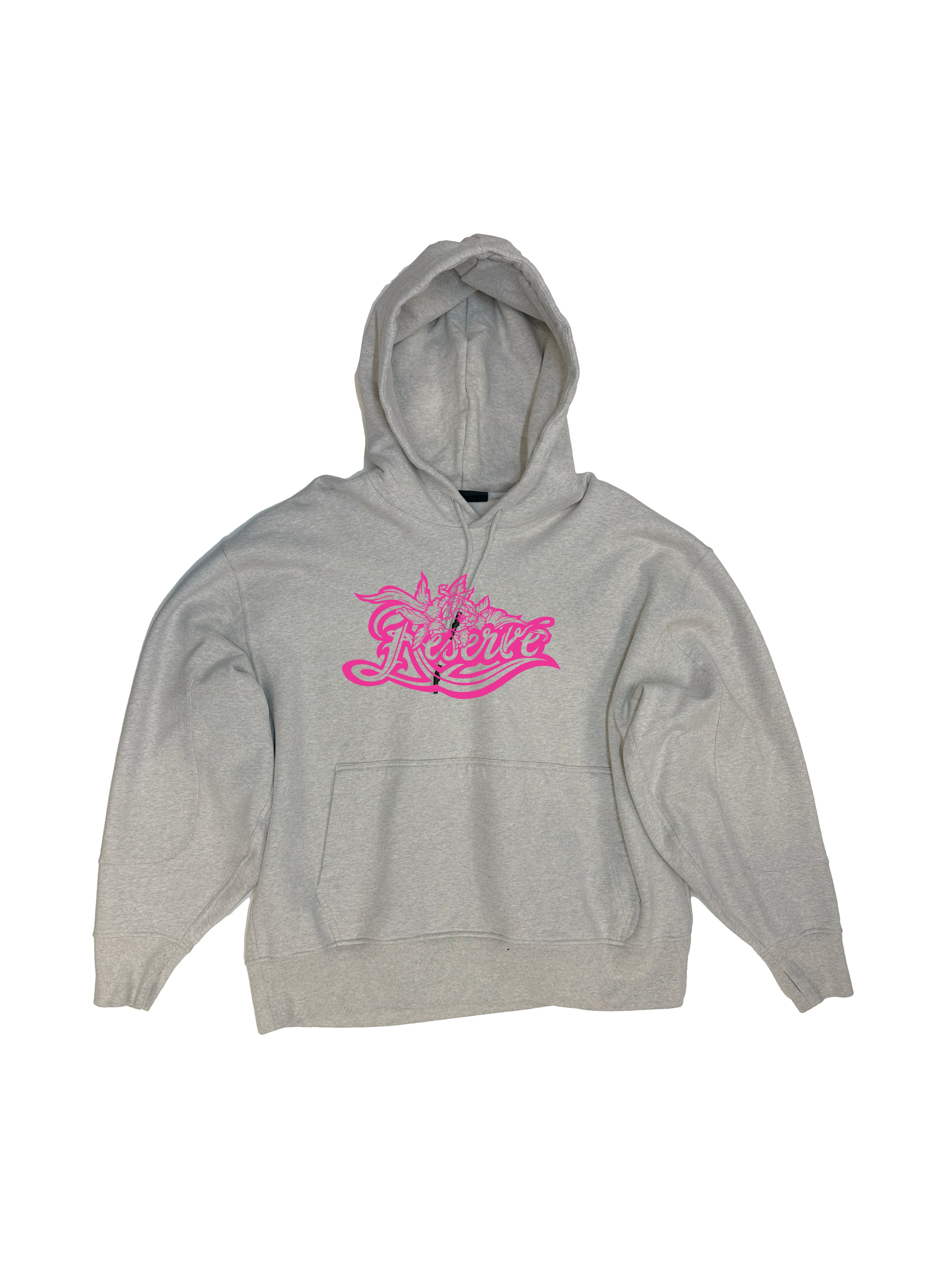 Grey Melange Heavyweight Hoody – Pink Reserve Graphic