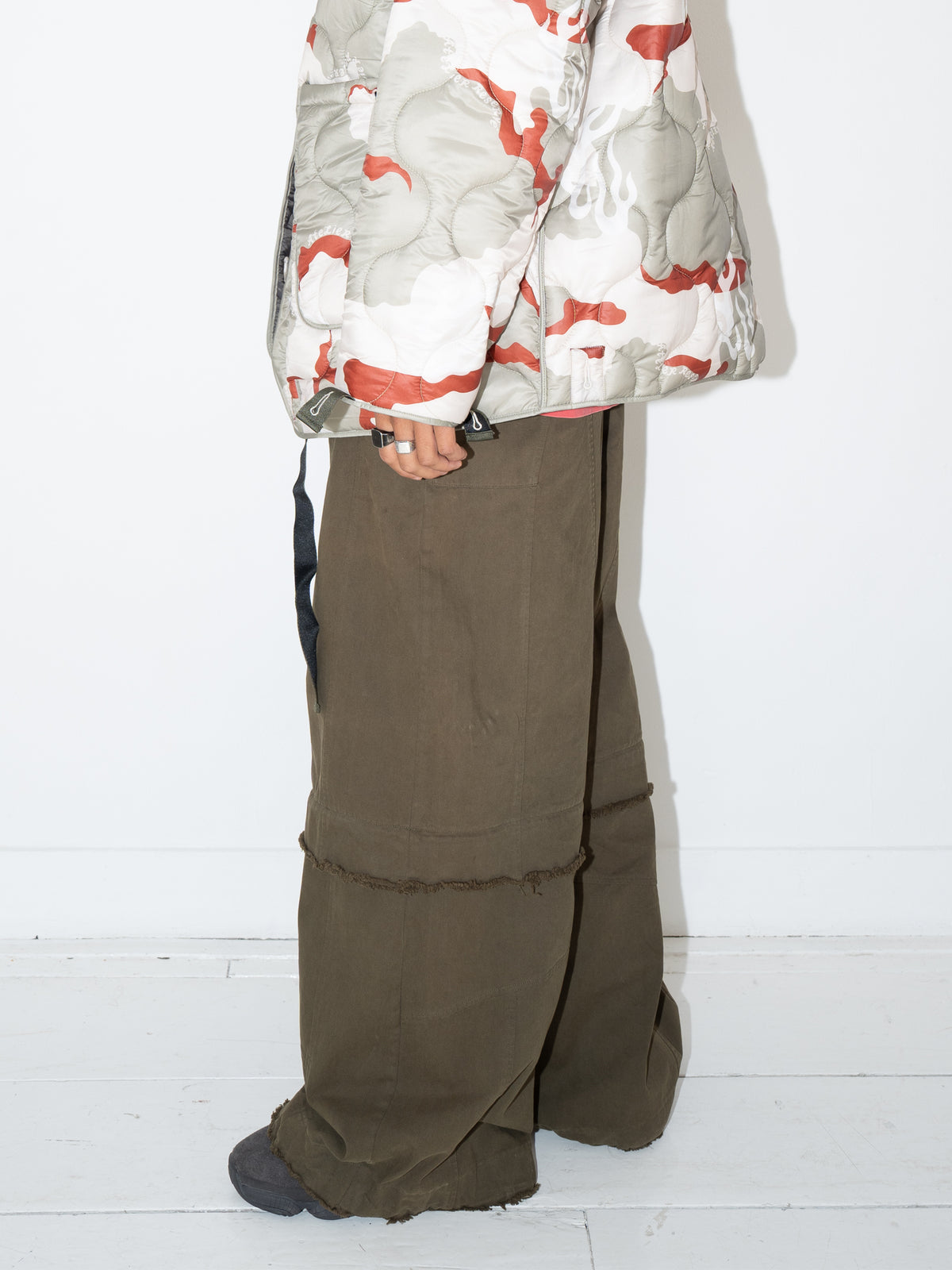 Cargo Wide Zipped Pants Green