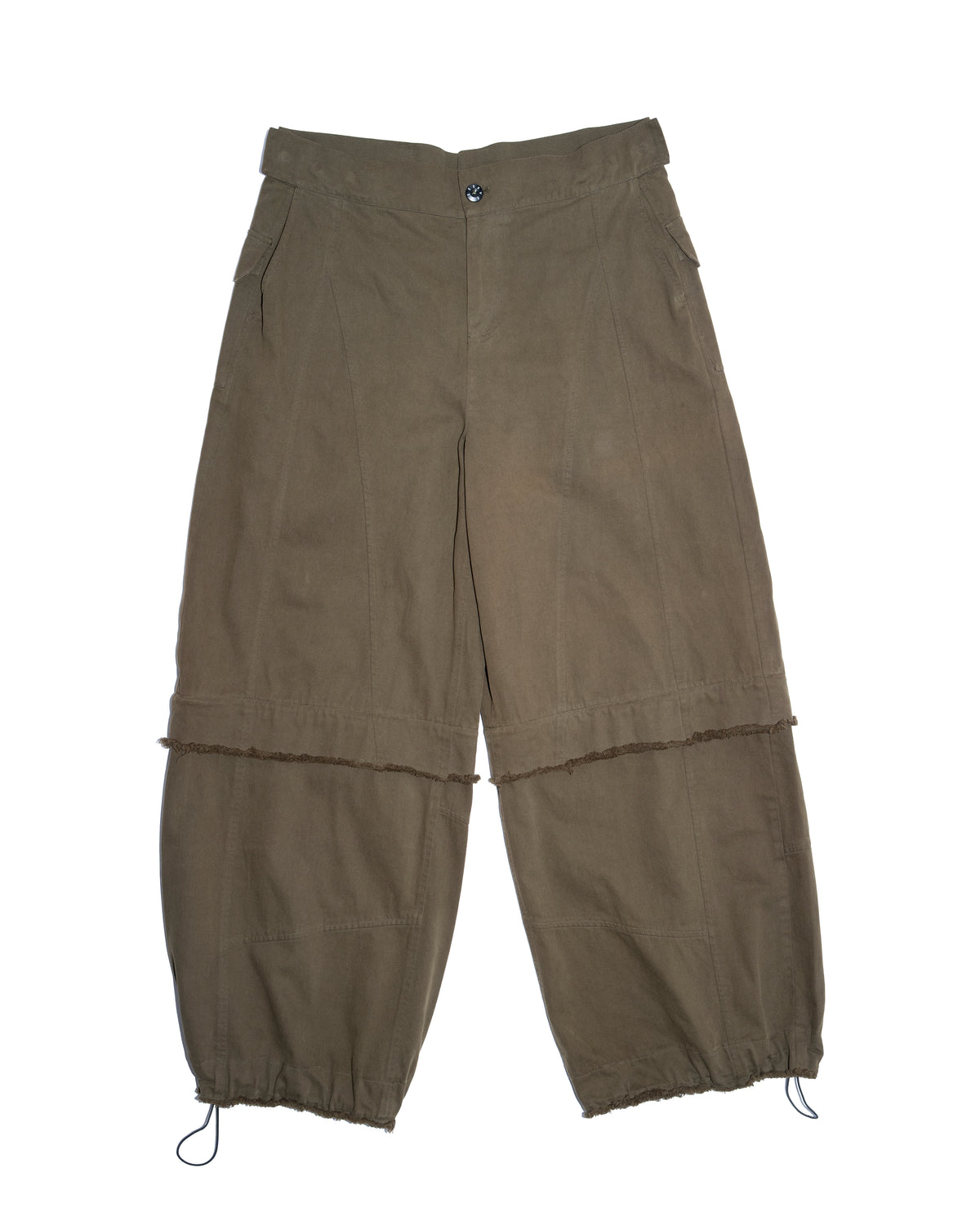 Cargo Wide Zipped Pants Green