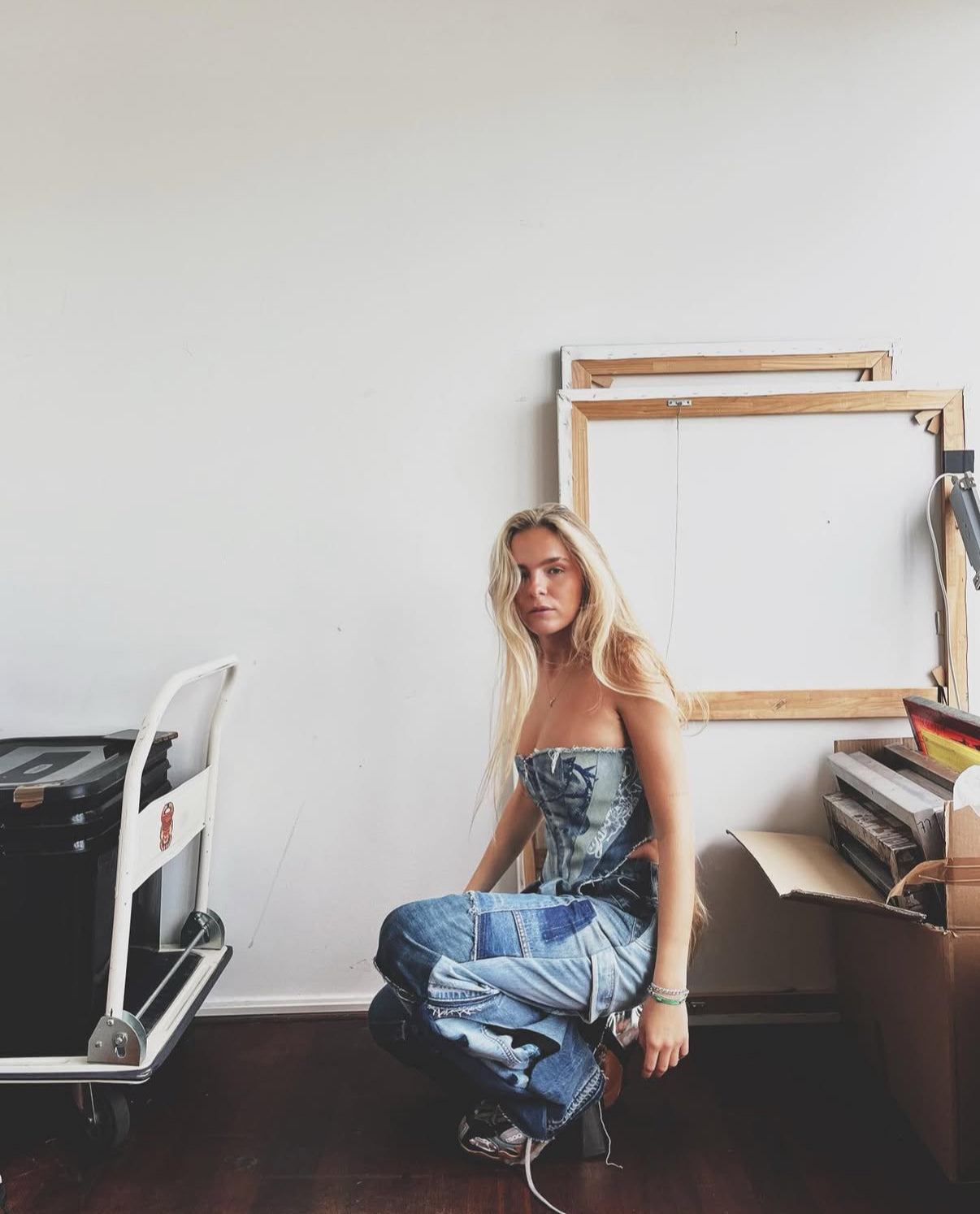 Corset “Queen of the street” vintage denim