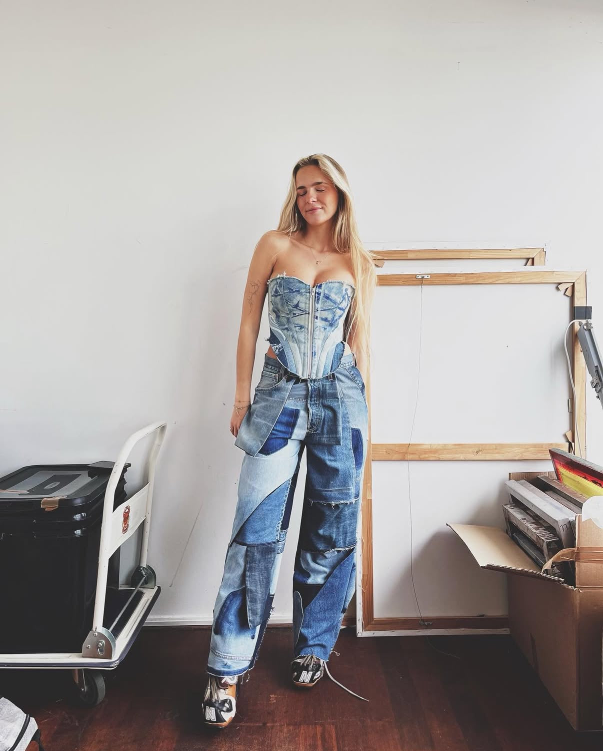 Corset “Queen of the street” vintage denim