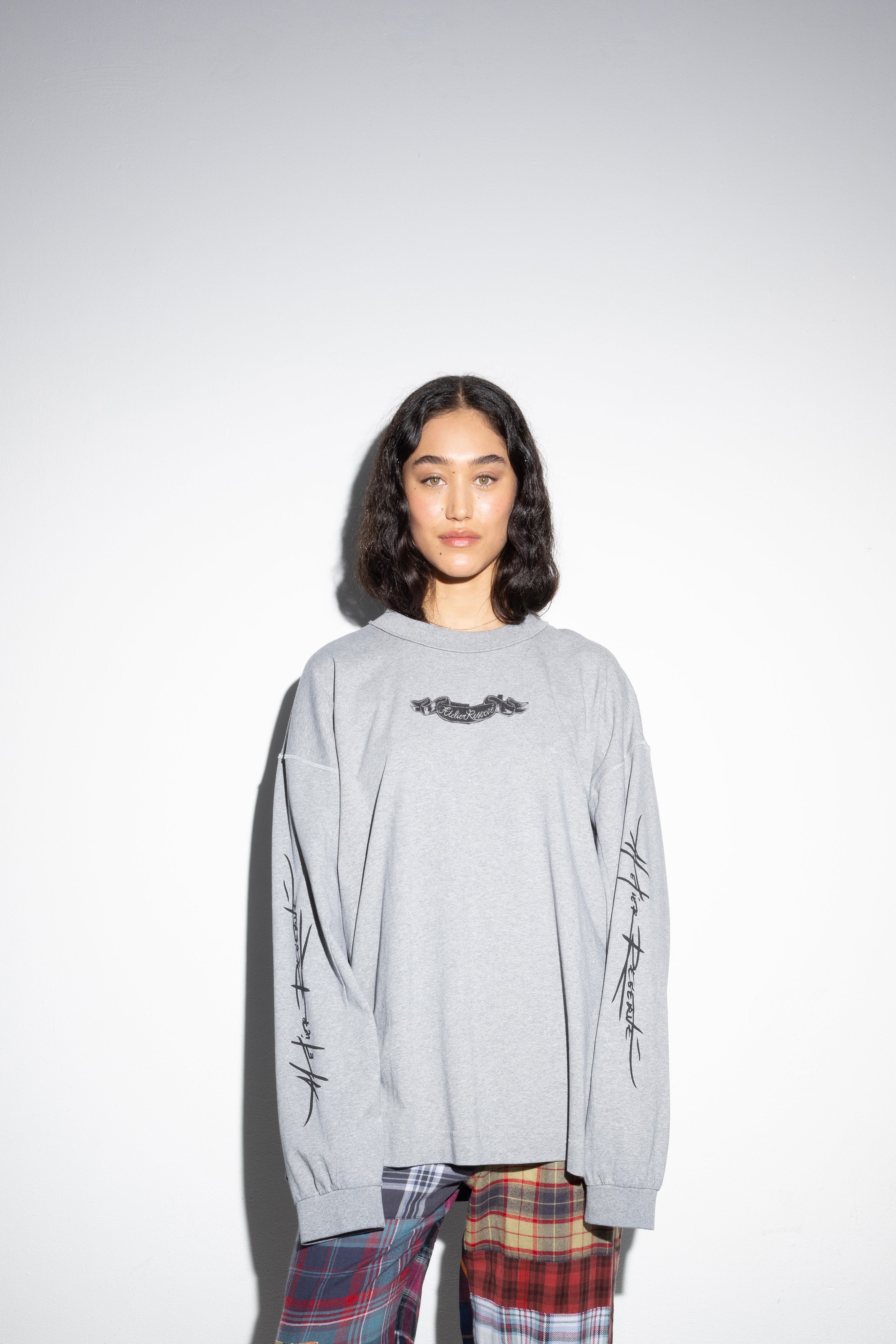 Box Long sleeve T-shirt Roman face Gray