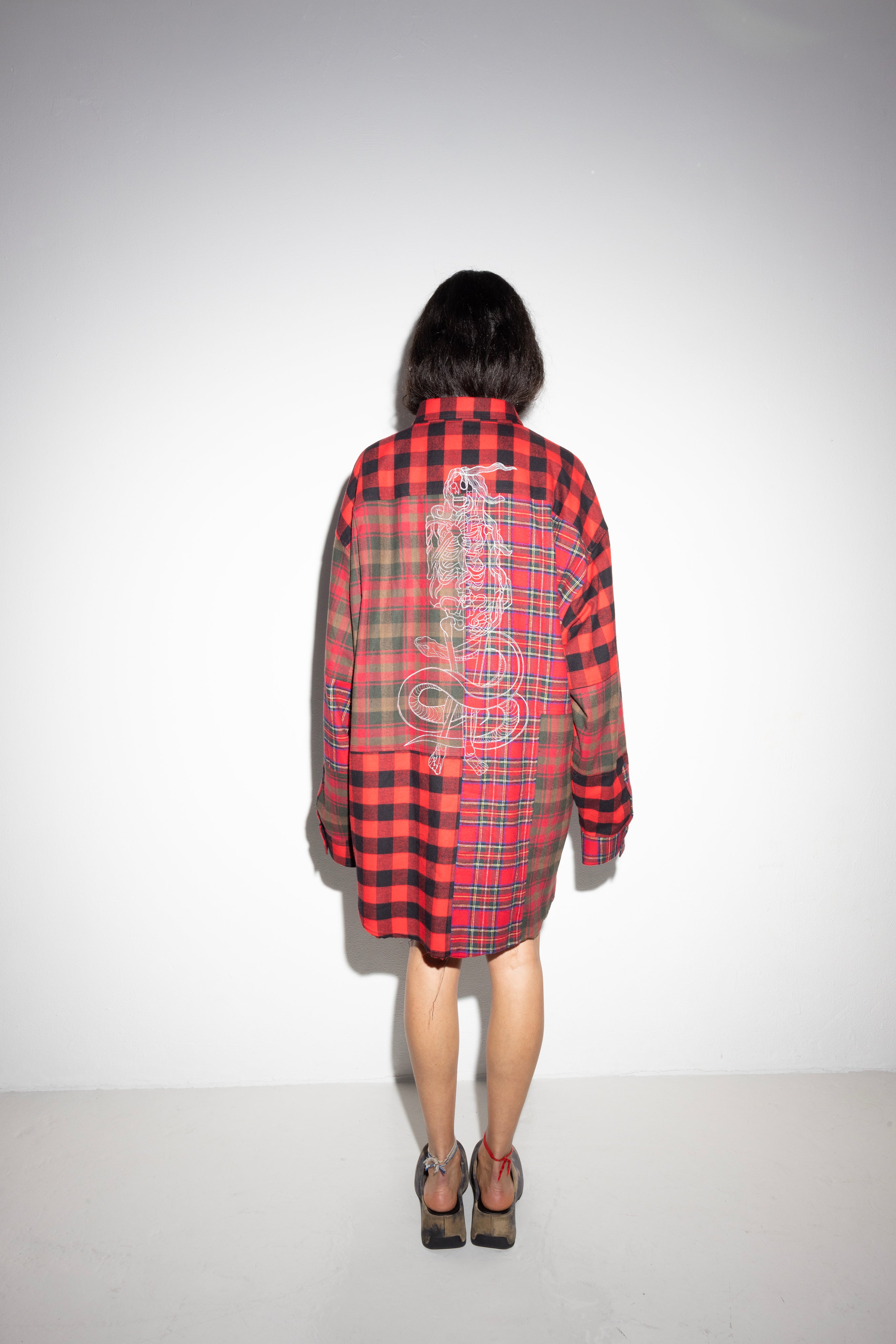 Re-cut Flannel Shirt Sally with Snake