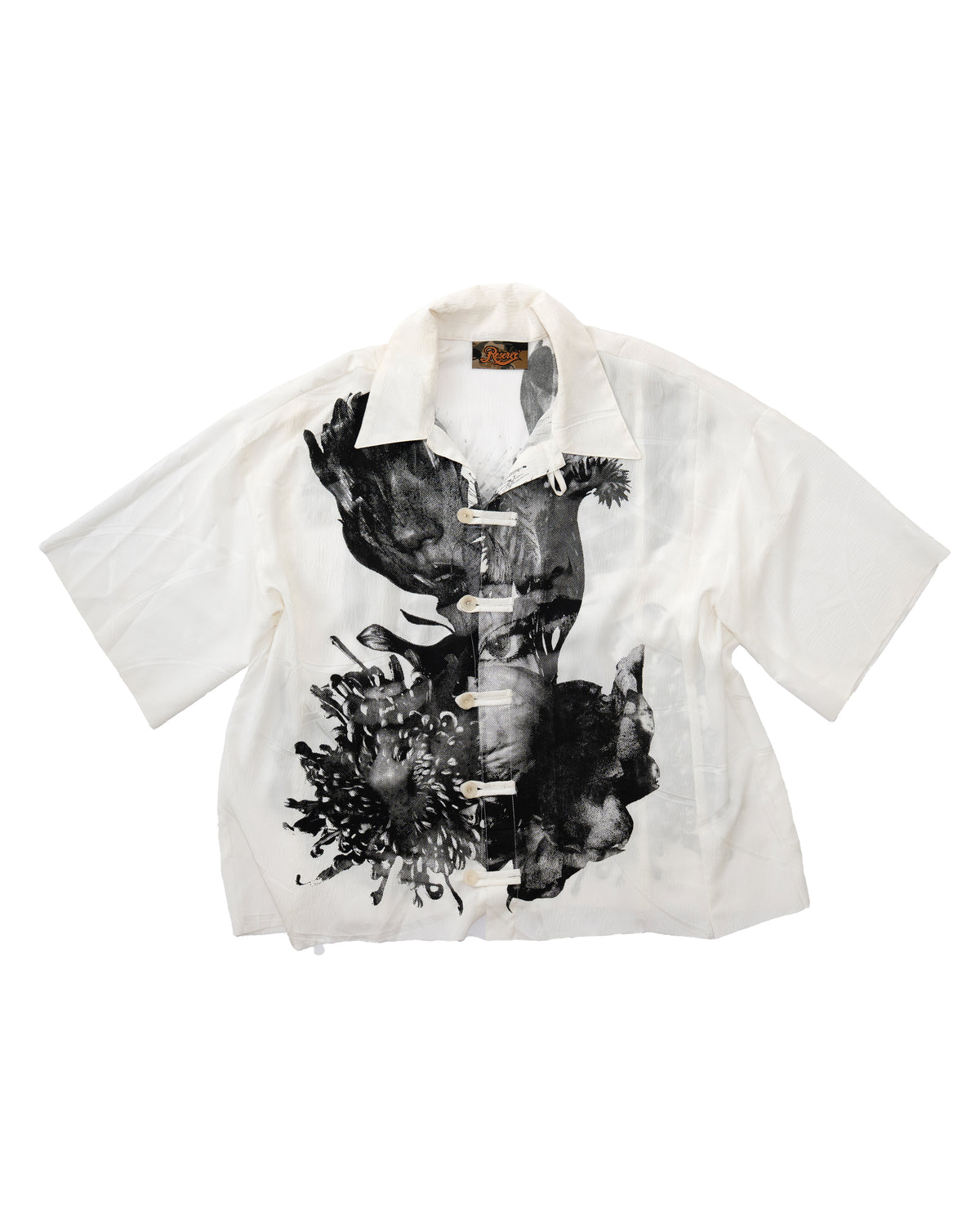 Silk Shirt White Flower Face