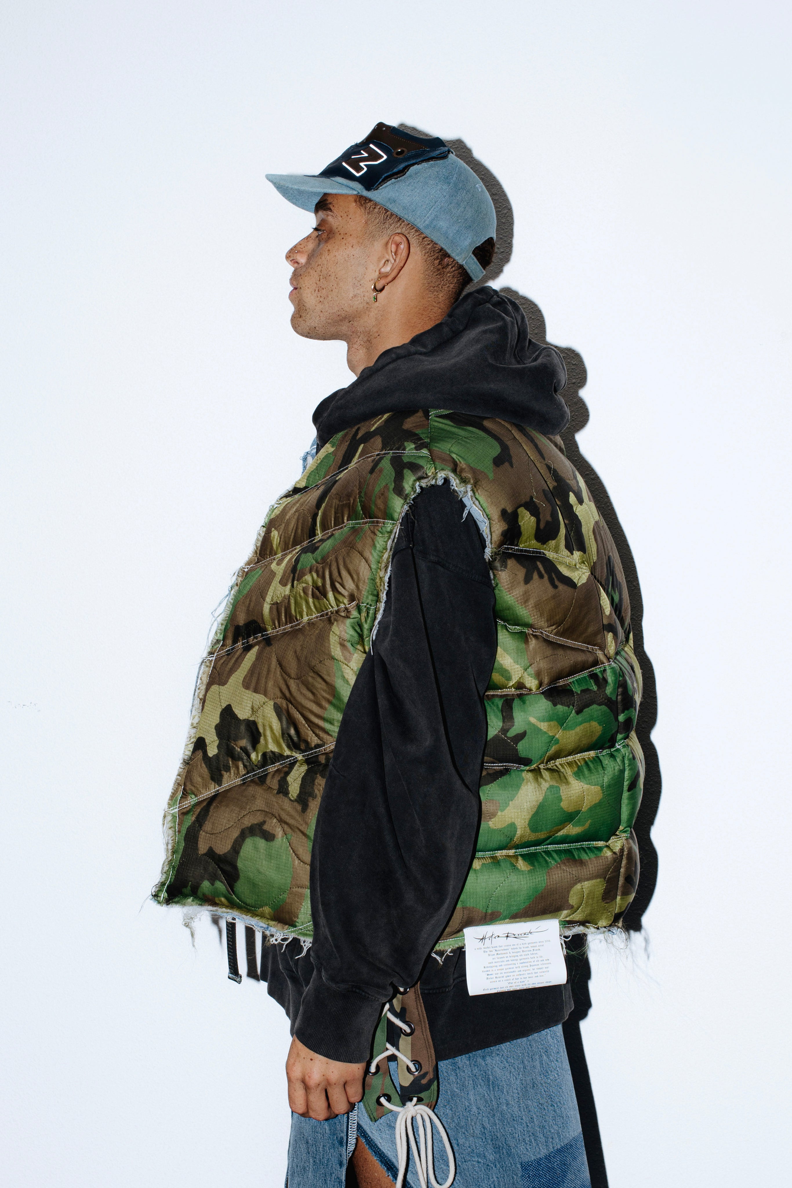 Reversible Scrap Bodywarmer – Denim / Camo