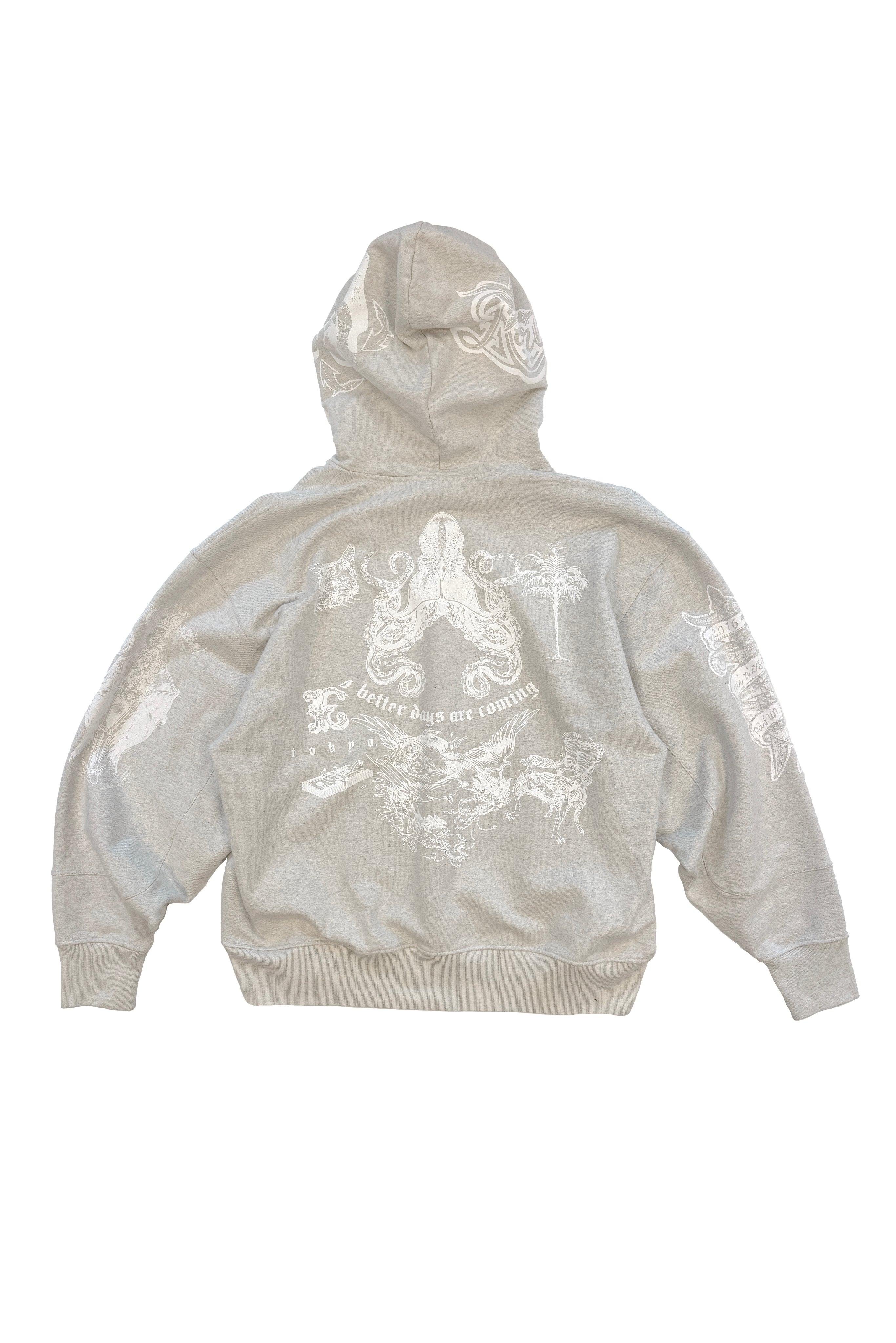 HOODIE TATTOO FLASH SHEET GREY MÉLANGE