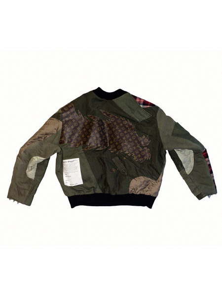 Vintage Re-cut Bomber LV - Dragon Army Green. "ONE-OF-A-KIND"